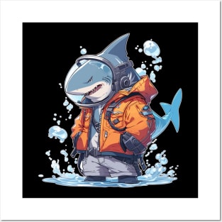 Anime Deep Sea Diver Shark Posters and Art